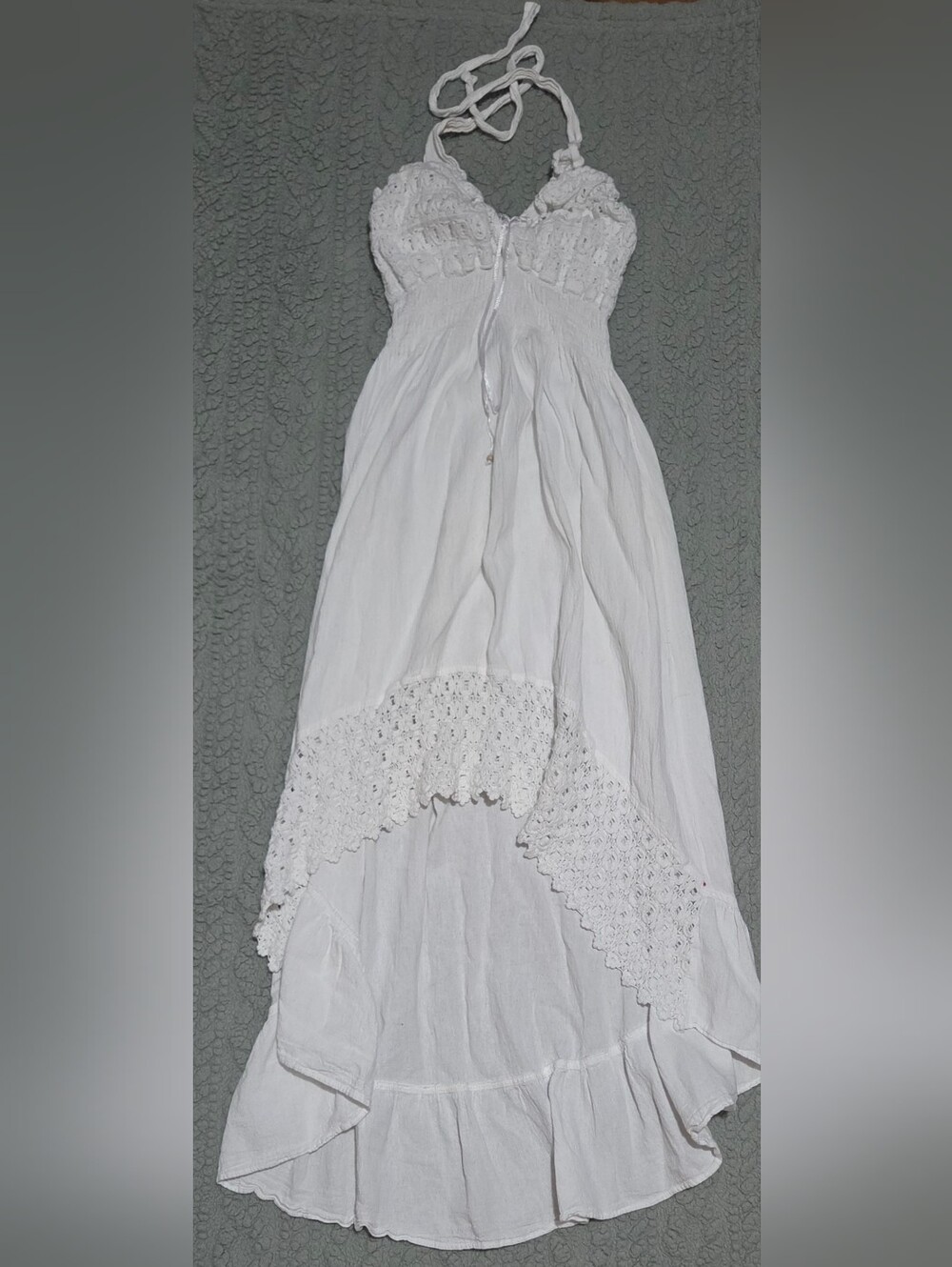 White Crochet-Trim Dress
